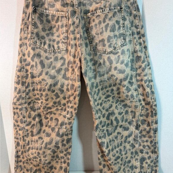 Free People Leopard Print Straight Leg Pants - Picture 4 of 4